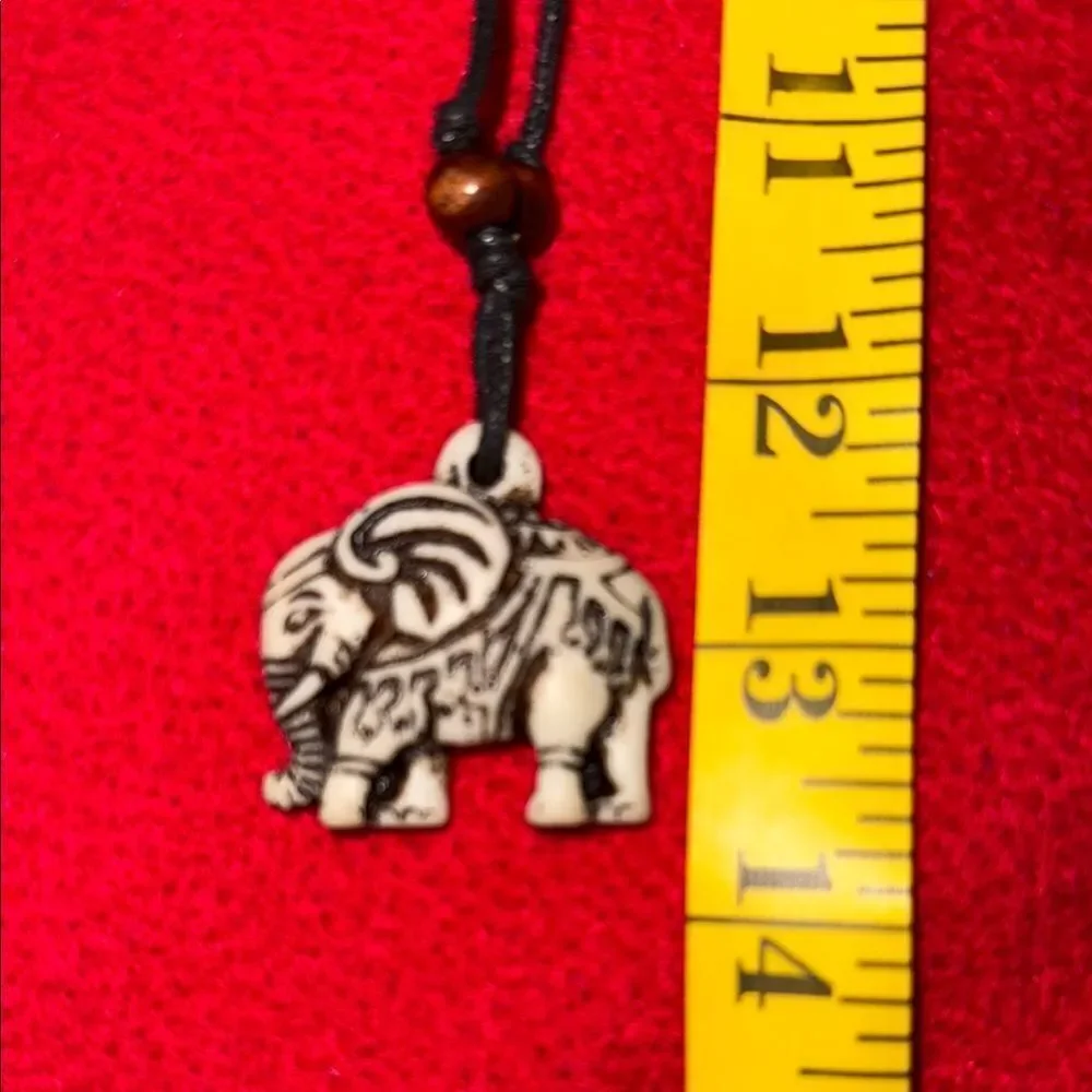 Elephant Pendant Necklace with Black Cord